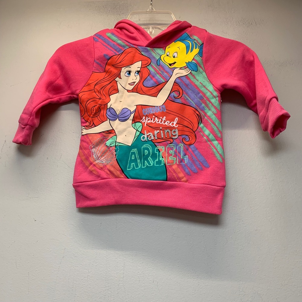 Disney Princess Hoodie Toddler 2T Pink Excellent Ariel Little Mermaid Graphic